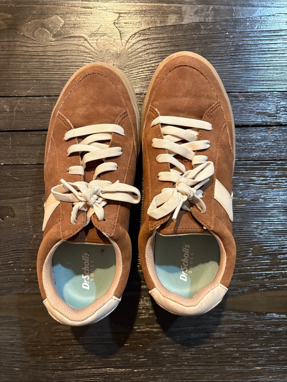 Dr. Scholl's Brown Suede Sneakers with Cream Accents